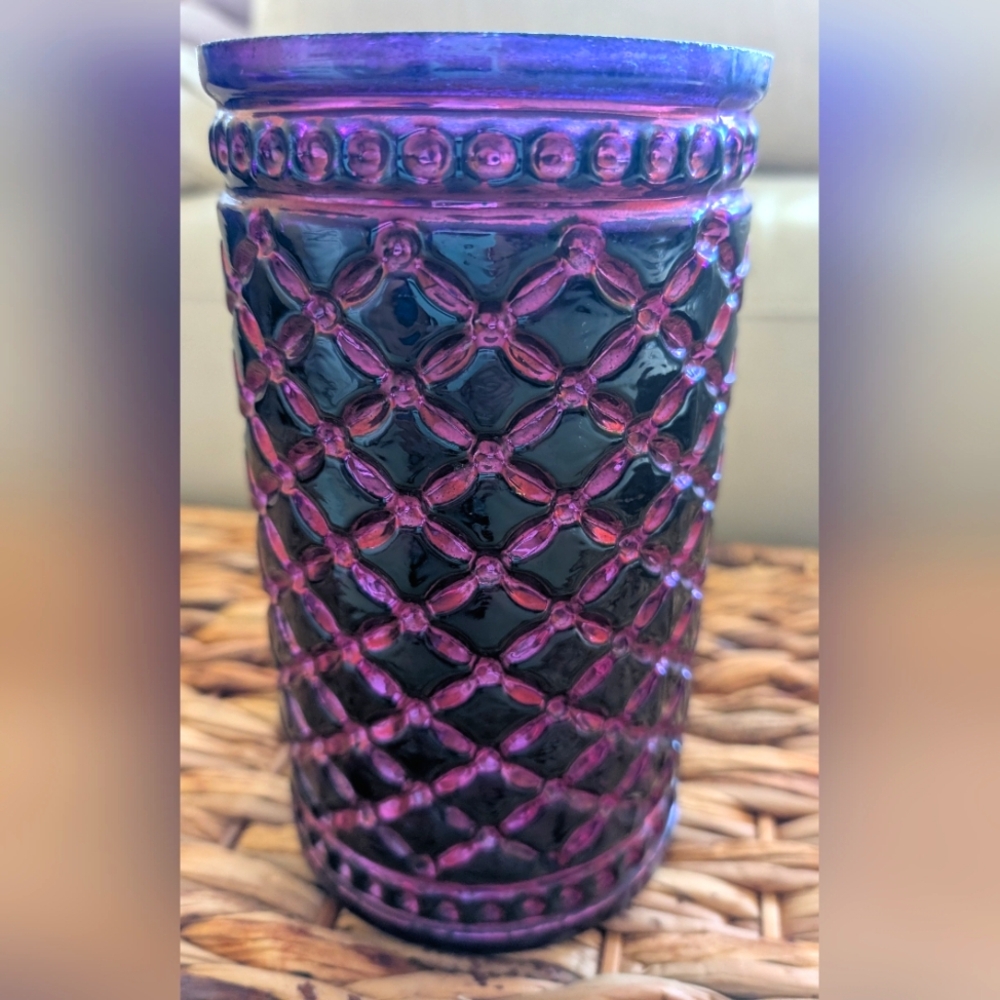 LIVING COLORS Purple Fuschia & Black Candler Holder & Vase